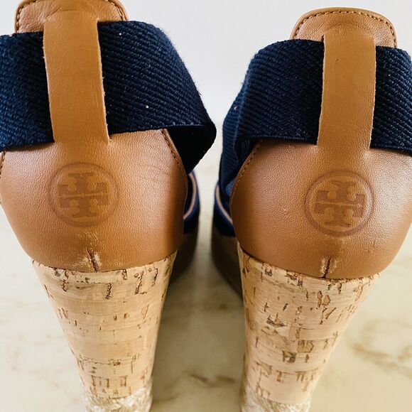 TORY BURCH Solid Denim Blue Espadrille Wedge Platform Sandal - US 7.5 - Picture 9 of 11
